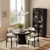 Arune Black Glass Tall Display Cabinet with Drawers & LED Light