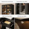 Arune Black Glass Tall Display Cabinet with Drawers & LED Light