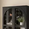 Arune Black Glass Tall Display Cabinet with Drawers & LED Light