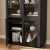 Arune Black Glass Tall Display Cabinet with Drawers & LED Light