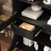 Arune Black Glass Tall Display Cabinet with Drawers & LED Light