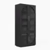Arune Black Glass Tall Display Cabinet with Drawers & LED Light