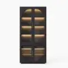 Arune Black Glass Tall Display Cabinet with Drawers & LED Light