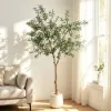 7ft Artificial Olive Tree with Planter and Decorative Pebbles