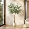 7ft Artificial Olive Tree with Planter and Decorative Pebbles
