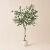 7ft Artificial Olive Tree with Planter and Decorative Pebbles