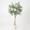 7ft Artificial Olive Tree with Planter and Decorative Pebbles