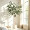 7ft Artificial Olive Tree with Planter and Decorative Pebbles