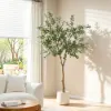 7ft Artificial Olive Tree with Planter and Decorative Pebbles