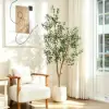6 ft. Artificial Olive Tree with Planter and Decorative Pebbles