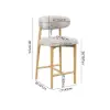 Modern Warm White Boucle Counter Stool with Natural Rubber Wood Legs, 1 Piece