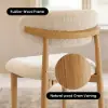 Modern Warm White Boucle Counter Stool with Natural Rubber Wood Legs, 1 Piece