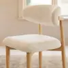 Modern Warm White Boucle Counter Stool with Natural Rubber Wood Legs, 1 Piece