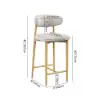 Modern Warm White Boucle Bar Stool with Natural Wooden Legs, 1 Piece