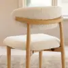 Modern Warm White Boucle Bar Stool with Natural Wooden Legs, 1 Piece