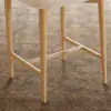 Modern Warm White Boucle Bar Stool with Natural Wooden Legs, 1 Piece