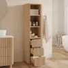 Fluted 58" Bathroom Linen Cabinet with 3 Drawers and Open Shelves