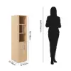 Fluted 58" Bathroom Linen Cabinet with 3 Drawers and Open Shelves