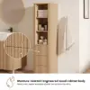 Fluted 58" Bathroom Linen Cabinet with 3 Drawers and Open Shelves
