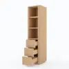 Fluted 58" Bathroom Linen Cabinet with 3 Drawers and Open Shelves