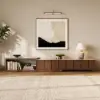 71"-108" Extendable Walnut TV Stand with Sintered Stone Top & Cabinets