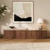 71"-108" Extendable Walnut TV Stand with Sintered Stone Top & Cabinets
