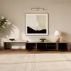 71"-108" Extendable Walnut TV Stand with Sintered Stone Top & Cabinets