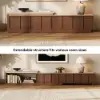 71"-108" Extendable Walnut TV Stand with Sintered Stone Top & Cabinets