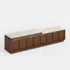 71"-108" Extendable Walnut TV Stand with Sintered Stone Top & Cabinets