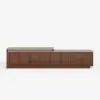 71"-108" Extendable Walnut TV Stand with Sintered Stone Top & Cabinets