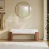Aura 47” Walnut Wooden Boucle Upholstered Entryway Bench