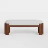 Aura 47” Walnut Wooden Boucle Upholstered Entryway Bench