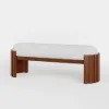 Aura 47” Walnut Wooden Boucle Upholstered Entryway Bench