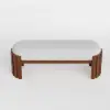 Aura 47” Walnut Wooden Boucle Upholstered Entryway Bench