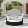 Costra Weatherproof Round Patio Daybed with Adjustable Canopy in Black