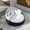 Costra Weatherproof Round Patio Daybed with Adjustable Canopy in Black