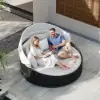 Costra Weatherproof Round Patio Daybed with Adjustable Canopy in Black