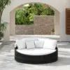 Costra Weatherproof Round Patio Daybed with Adjustable Canopy in Black