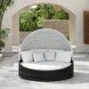Costra Weatherproof Round Patio Daybed with Adjustable Canopy in Black