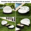 Costra Weatherproof Round Patio Daybed with Adjustable Canopy in Black