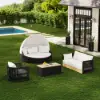 Costra Weatherproof Round Patio Daybed with Adjustable Canopy in Black