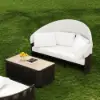 Costra Weatherproof Round Patio Daybed with Adjustable Canopy in Black