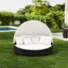 Costra Weatherproof Round Patio Daybed with Adjustable Canopy in Black