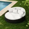 Costra Weatherproof Round Patio Daybed with Adjustable Canopy in Black