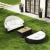 Costra Weatherproof Round Patio Daybed with Adjustable Canopy in Black