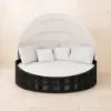 Costra Weatherproof Round Patio Daybed with Adjustable Canopy in Black