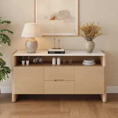 Arvona 160 cm Sintered Stone Sideboard with Open Storage & Adjustable Shelves