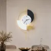 77cm Modern Metal Wall Clock with Dimmable LED Light and Remote Control