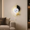 77cm Modern Metal Wall Clock with Dimmable LED Light and Remote Control