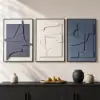 3-Piece 3D Textured Abstract Wall Art Set with Alloy Frames 70cm Tall – AUD-H3128